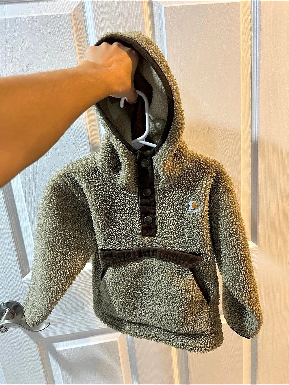 Carhartt Kids Sherpa Fleece Half-Snap Hoodie Green